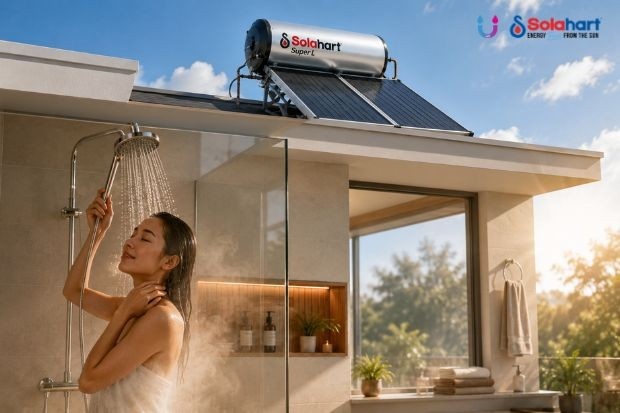 Solusi mandi nyaman untuk pengalaman lebih menyenangkan dengan air hangat dari solar water heater modern di rumah