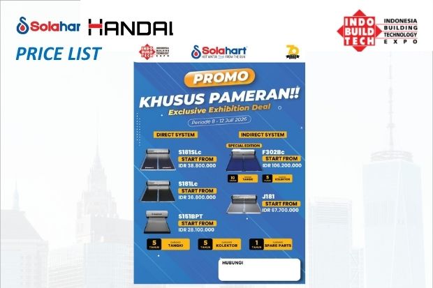 Price List Produk Solahart Selama Pameran membantu pengunjung membandingkan pilihan solar water heater