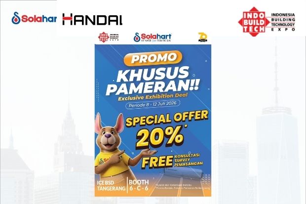 Promo Spesial Selama Pameran IBT 2026 hadir dengan diskon hingga 20% untuk produk Solahart